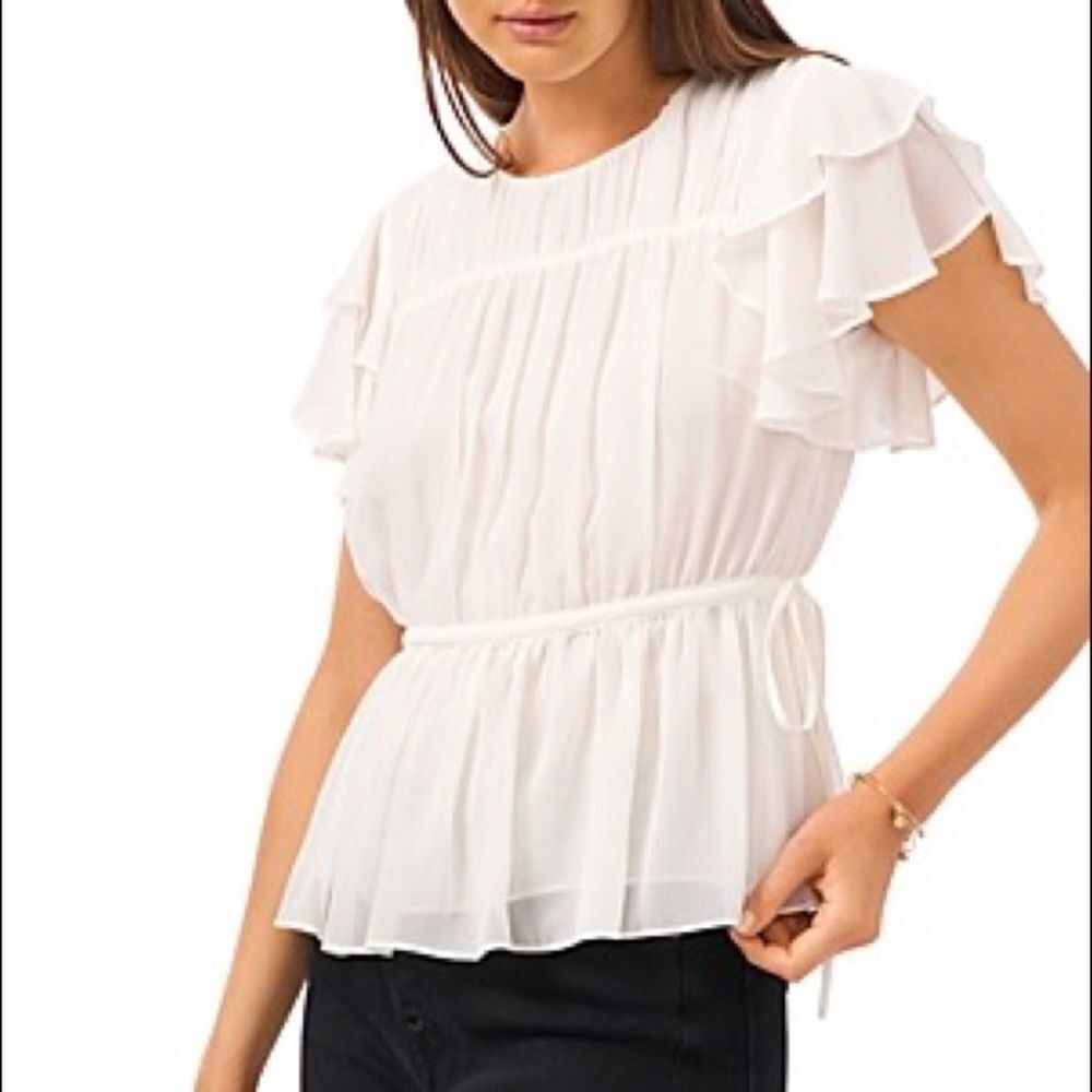 ✨3/$10✨ 1. State Flutter Sleeve Pleated Blouse from Boomingdales